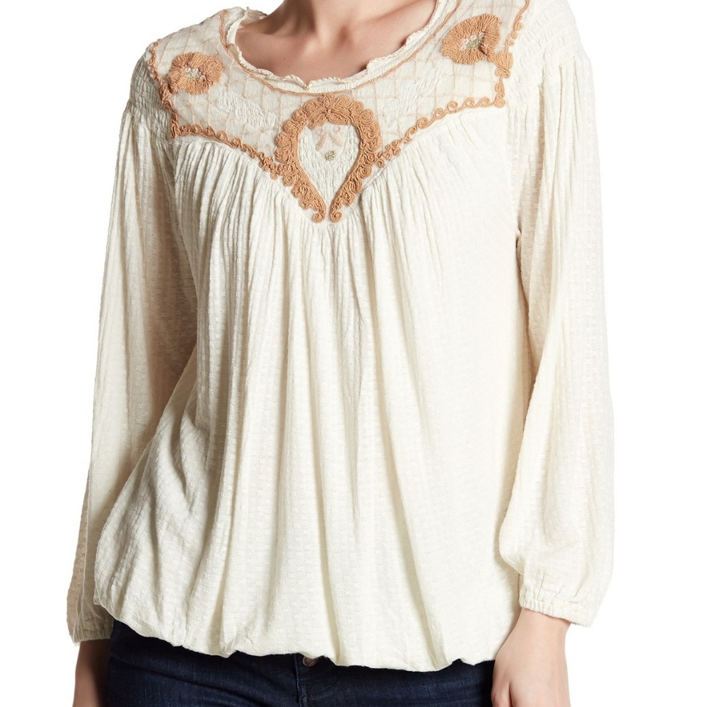Free People Begonia Embroidered Top - Sz XS